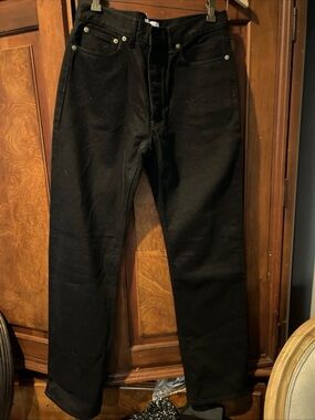 Madewell Alexa Chung high rise Straight Leg Jeans in outridge Black